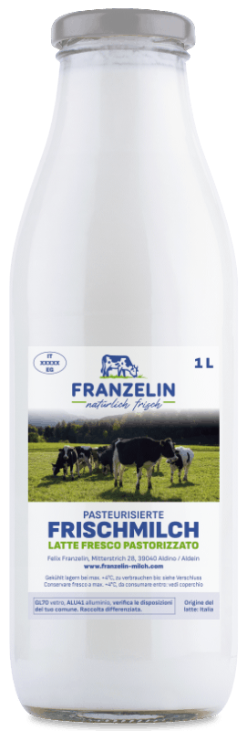 Franzelin Frischmilch in der Glasmehrwegflasche
